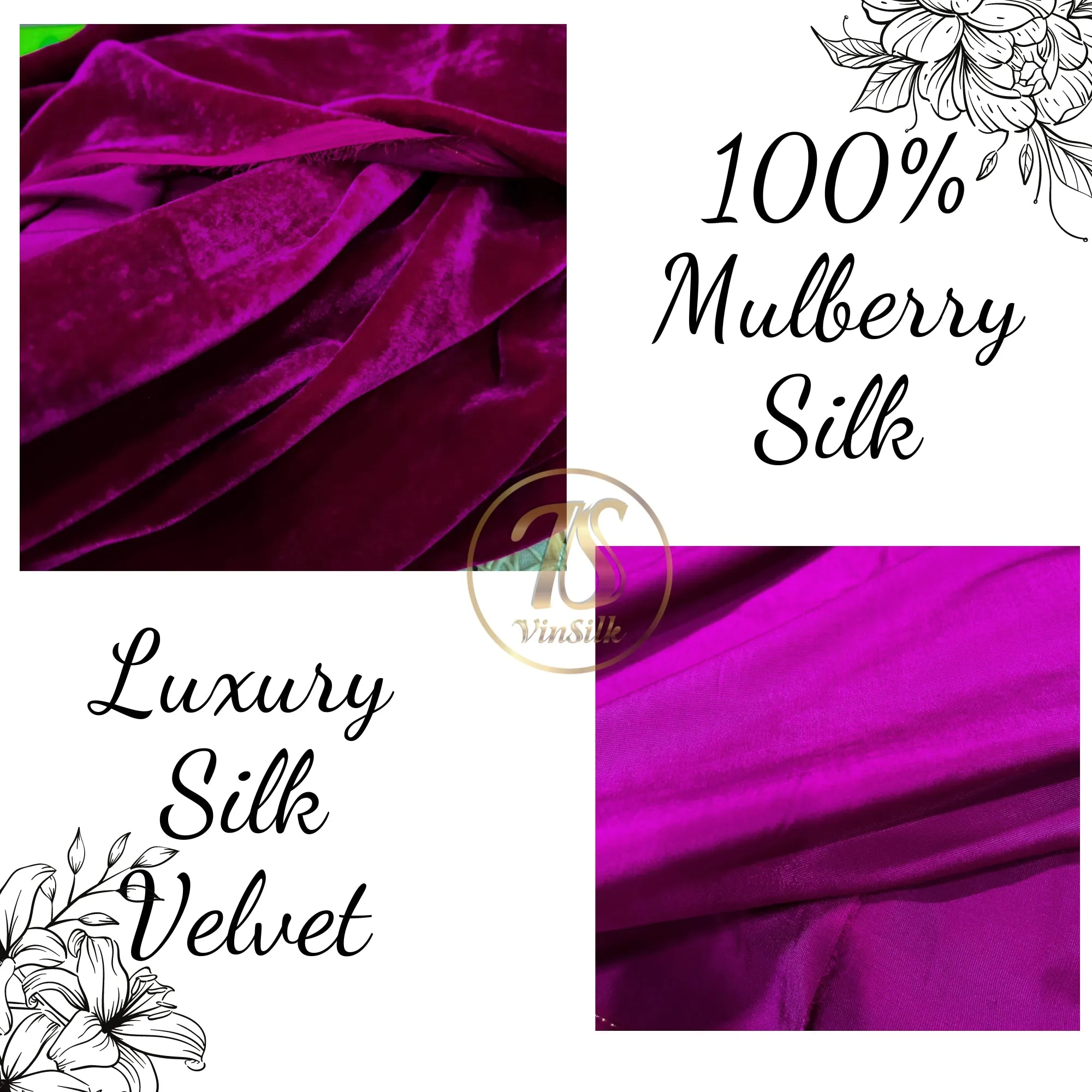 100% Pure Mulberry Silk Velvet Fabric - Luxury Silk Velvet - Silk for sewing