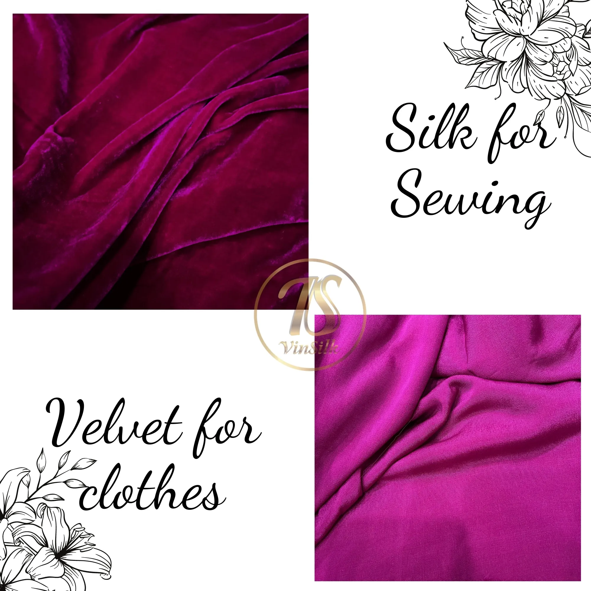 100% Pure Mulberry Silk Velvet Fabric - Luxury Silk Velvet - Silk for sewing