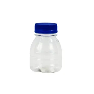 125ml PET Plastic Storage Jar Round Clear with Blue Lid