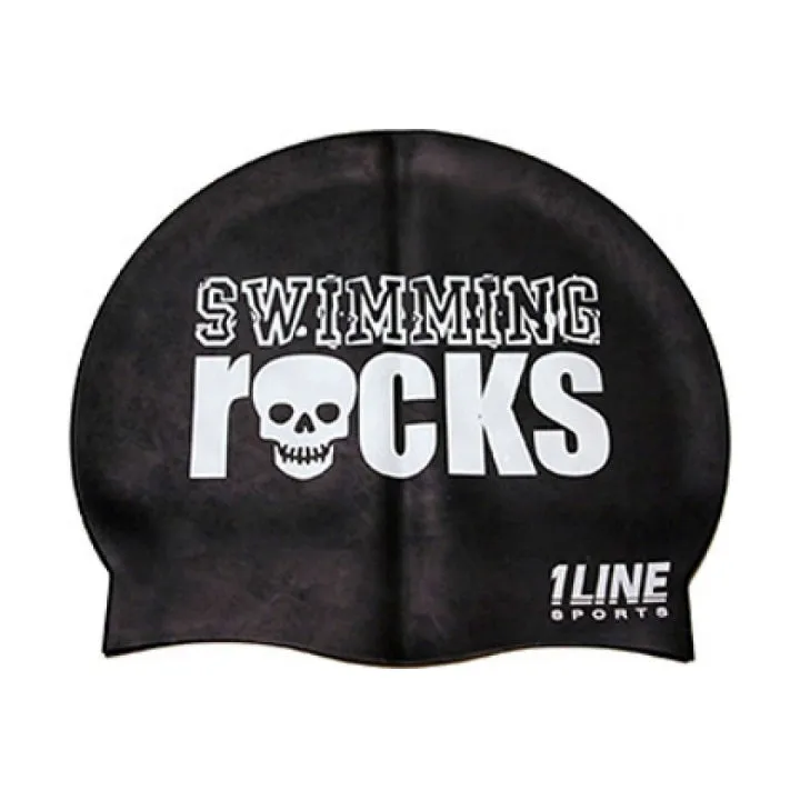 1Line Sports Swimming Rocks Silicone Swim Cap