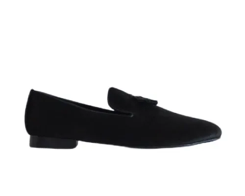 637 Mocassino Black Velvet with Tassel