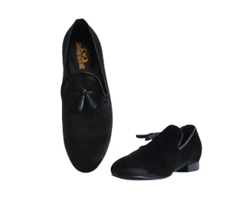 637 Mocassino Black Velvet with Tassel