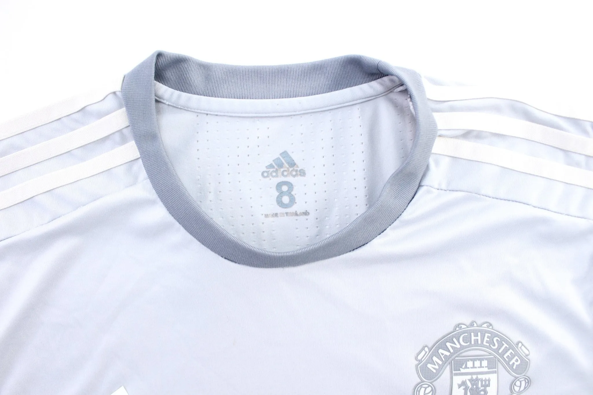 Adidas Logo Manchester United Grey Soccer Jersey