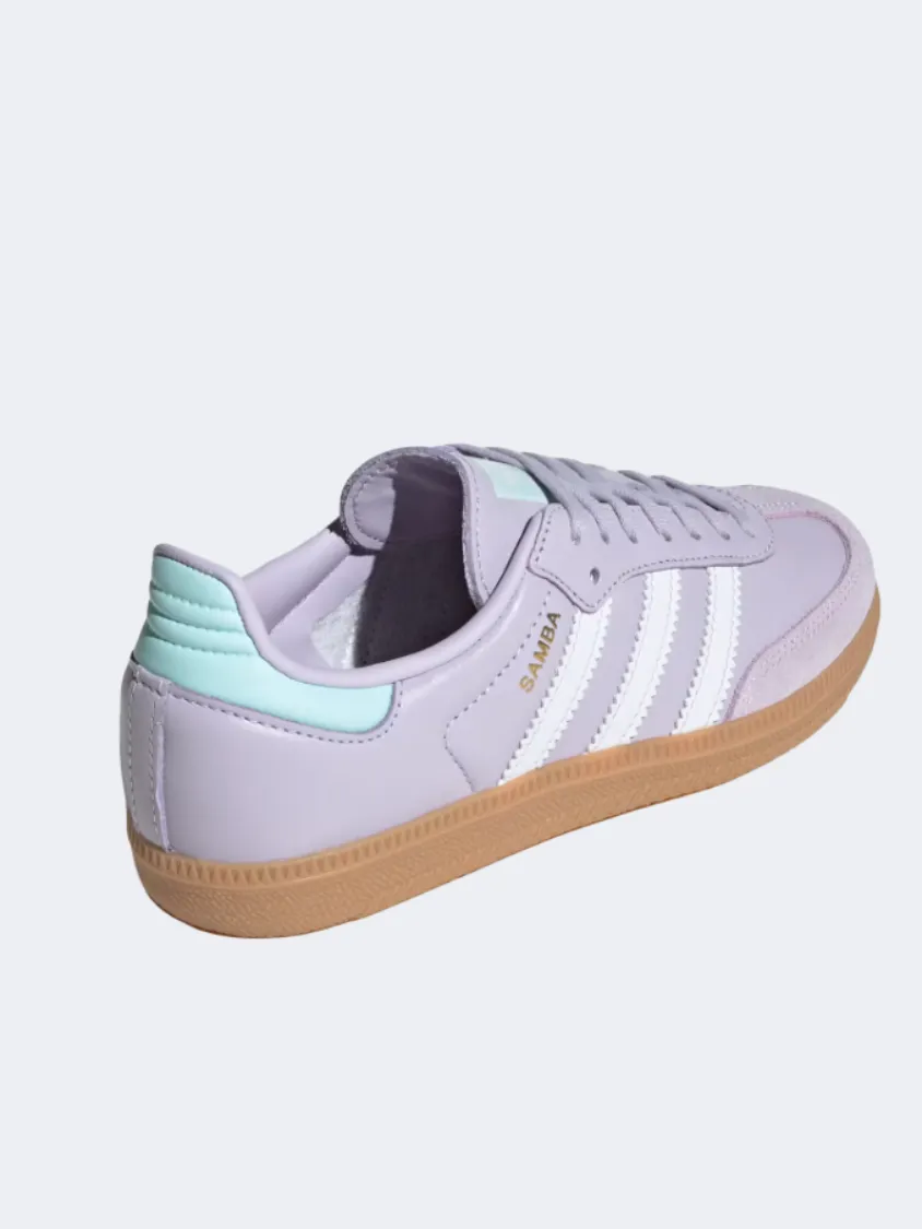 Adidas Samba Og Girls Original Shoes Silver/White/Aqua