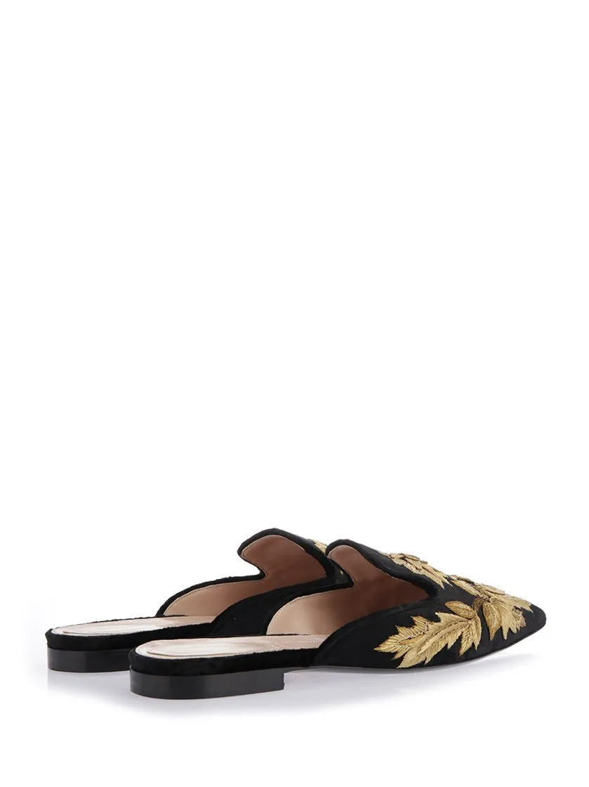 Alberta Ferretti Leaf Embroidered Mules