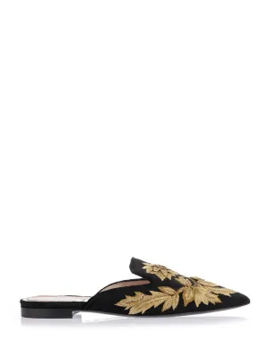 Alberta Ferretti Leaf Embroidered Mules