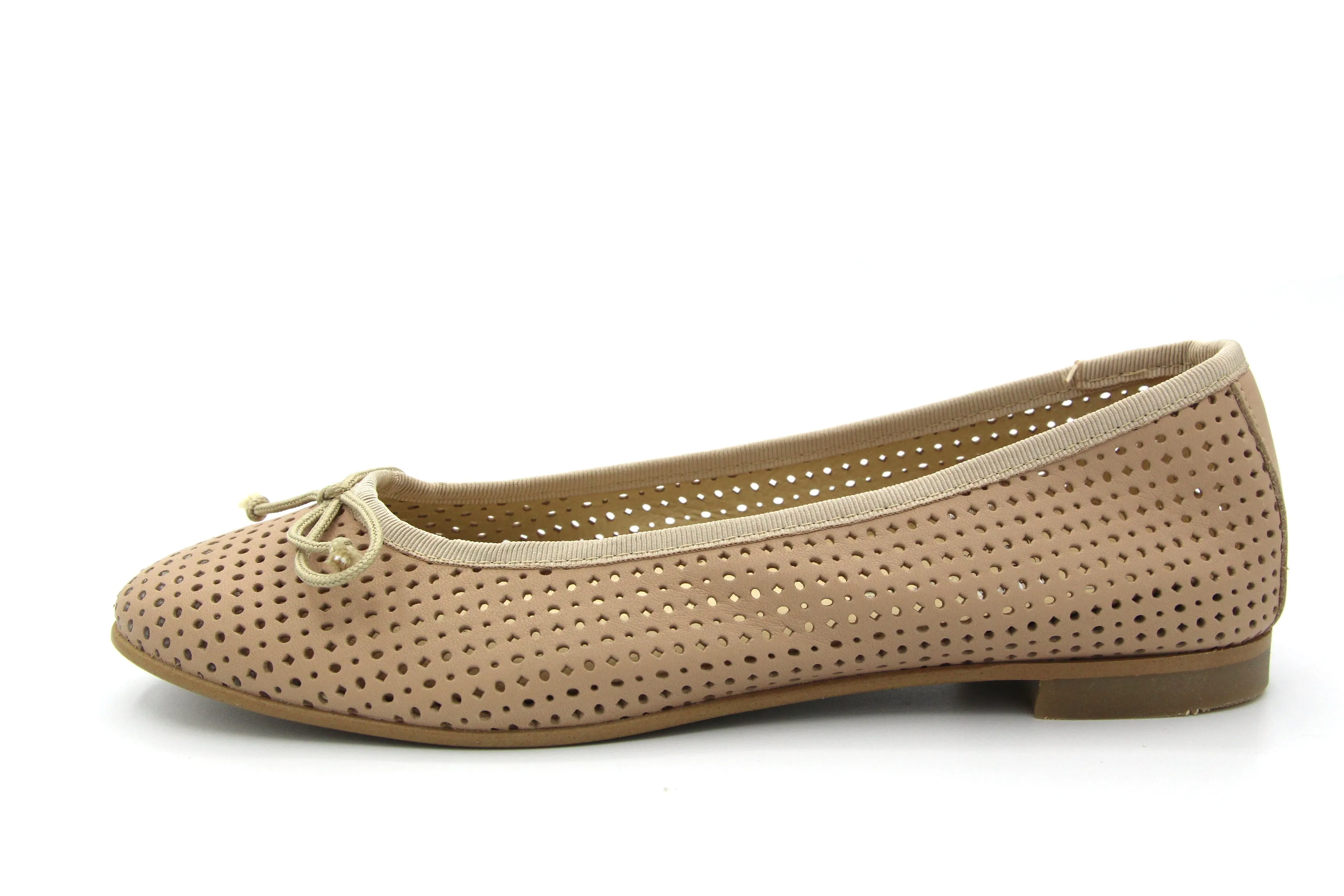 Andanines  Peach Perforated Ballet Flats  27-7