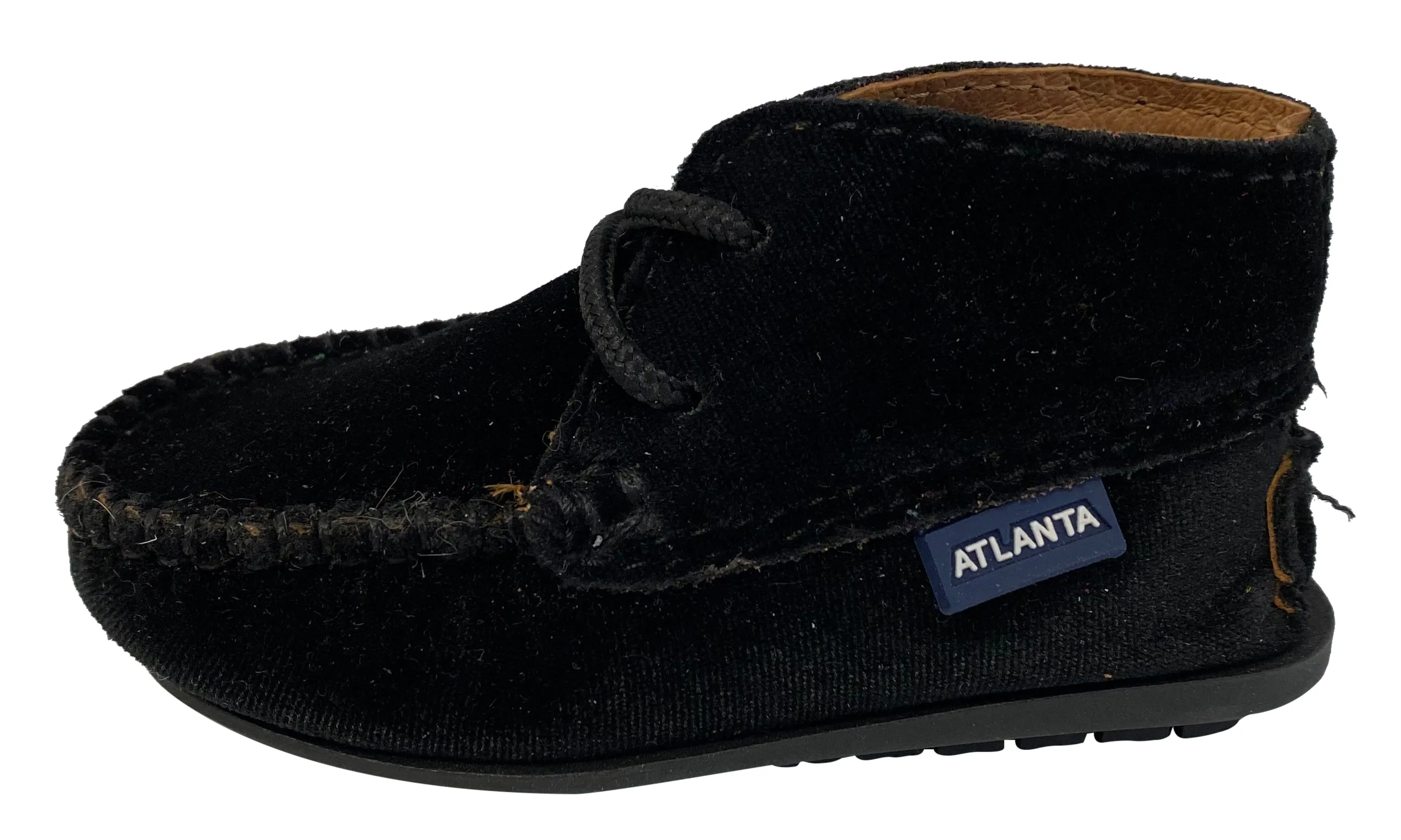 Atlanta Mocassin Girl's and Boy's Velvet Booties, Black