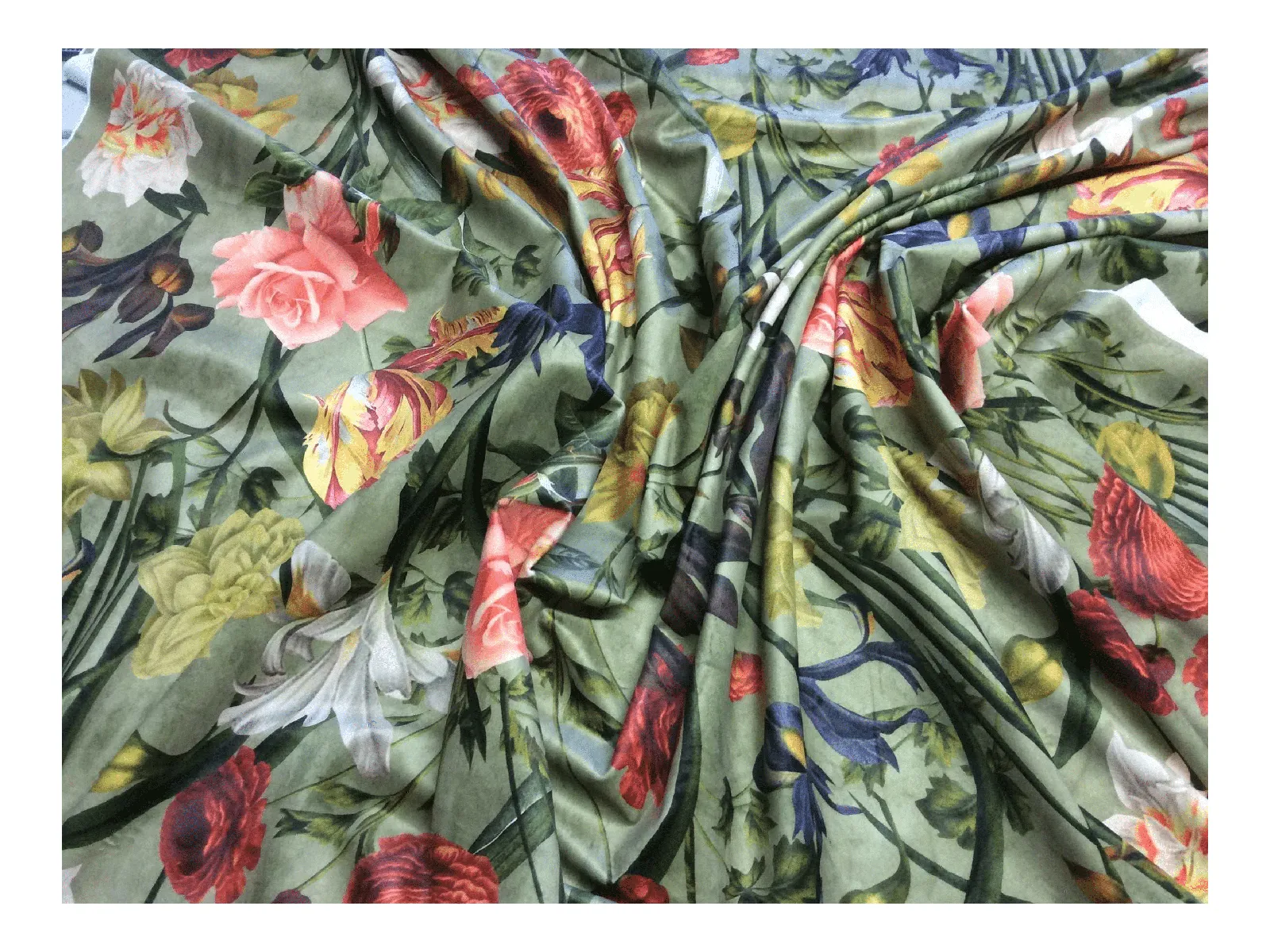 AUTUMN FLORAL Pattern Upholstery / Furnishing  velvet - 140  cms - 330 gsm