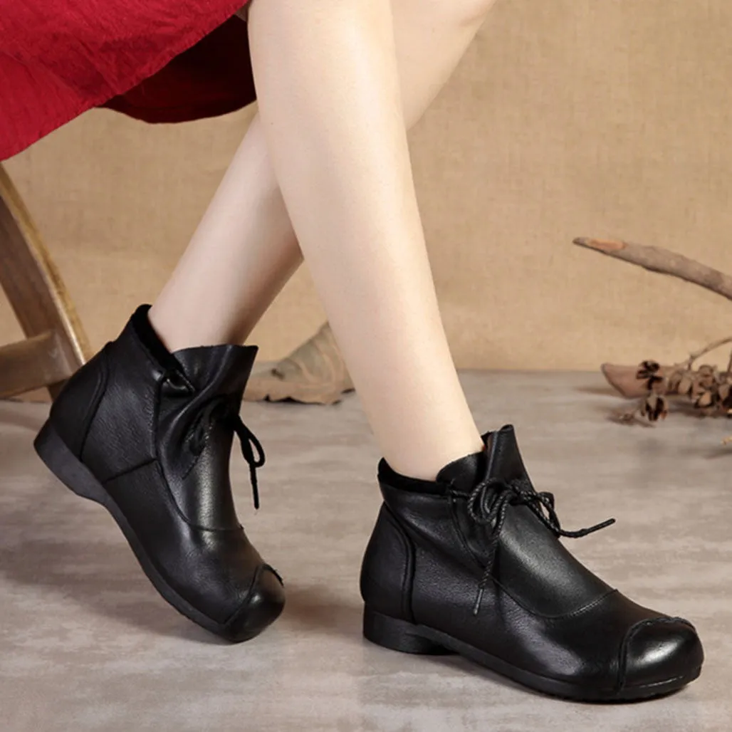 Autumn Winter Velvet Leather Retro Boots