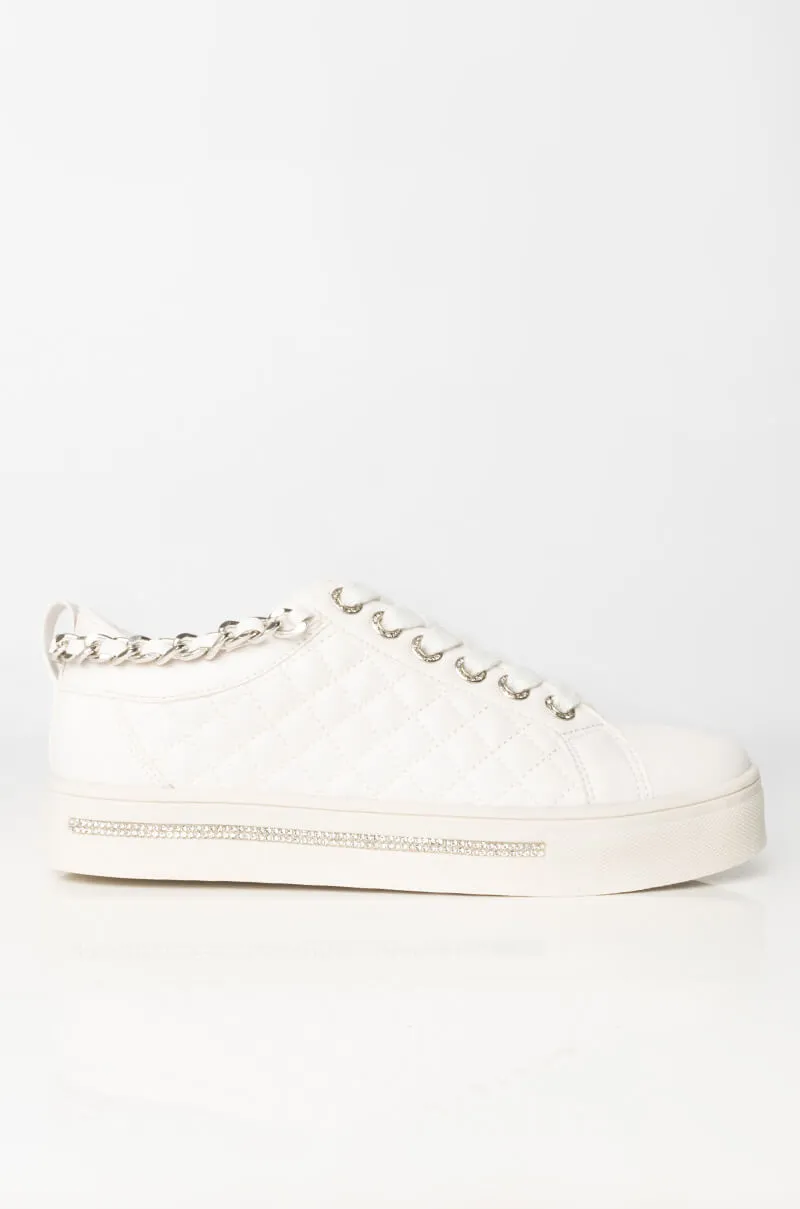 AZALEA WANG FREAK LIKE ME FLAT SNEAKER IN WHITE