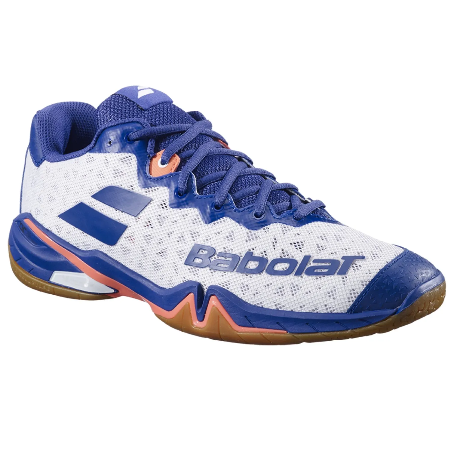 Babolat Shadow Tour 4 Men Badminton Shoes, White/Blue Navy