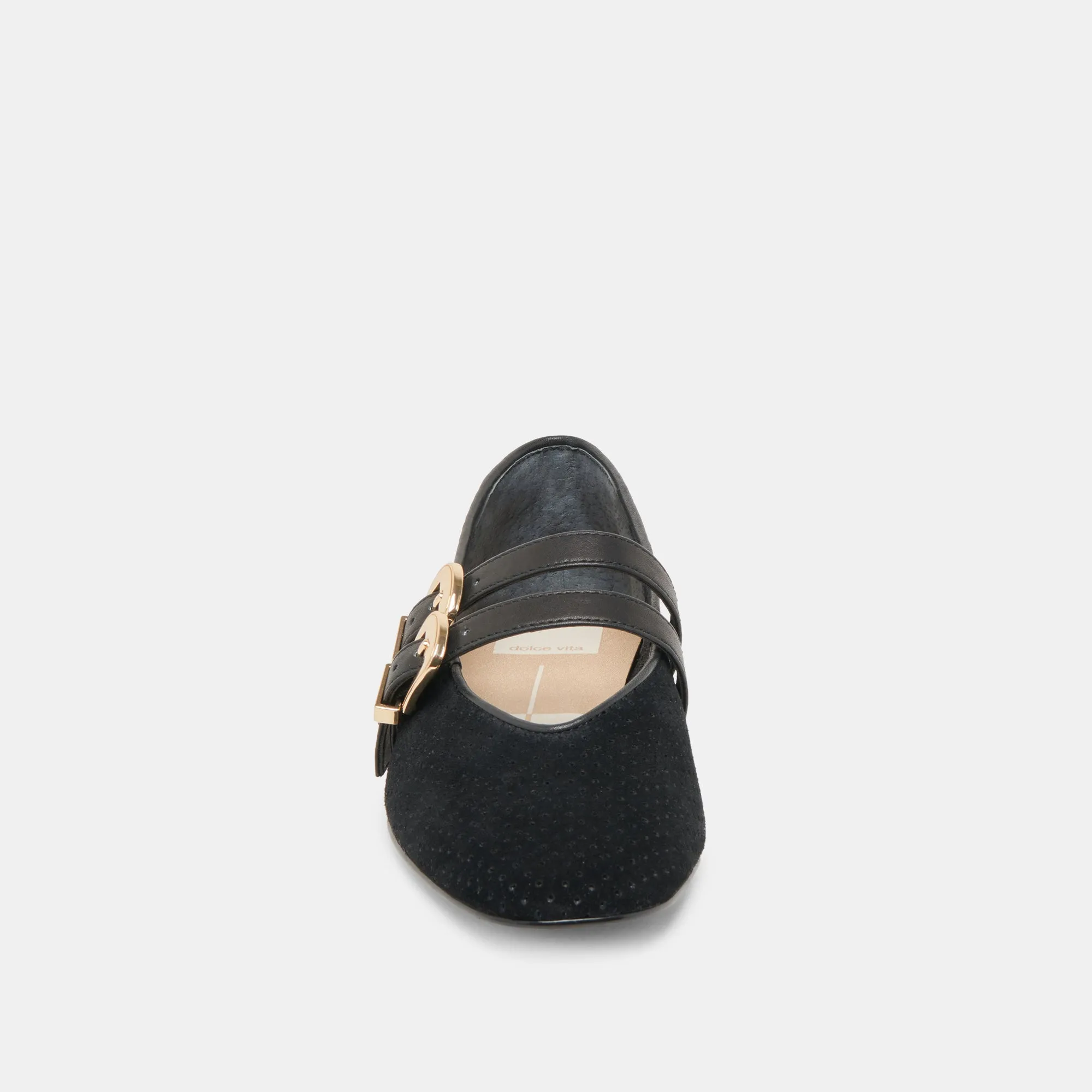 BAYLEE BALLET FLATS ONYX PERFORATED SUEDE