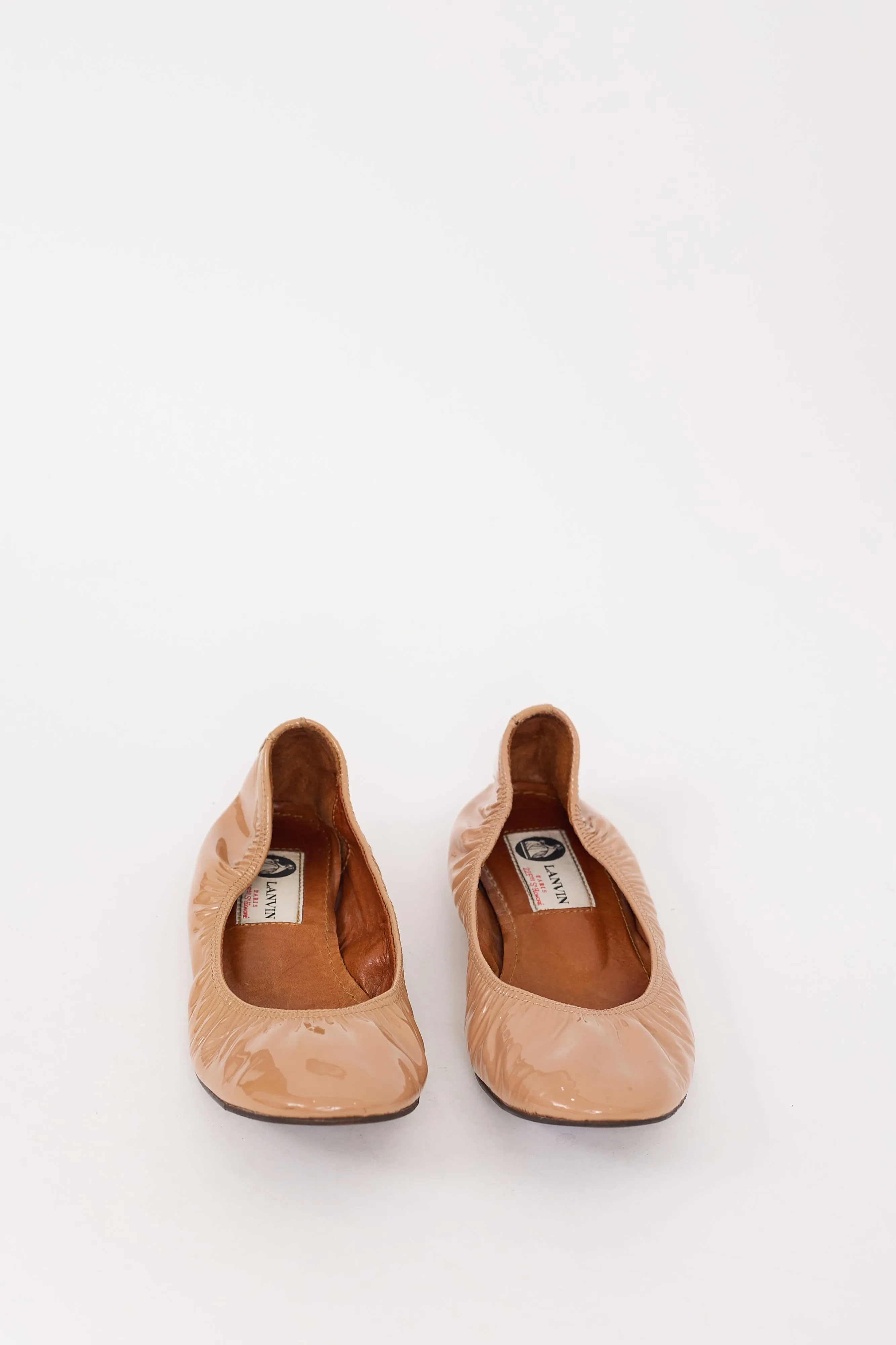 Beige Patent Elasticized Ballet Flat