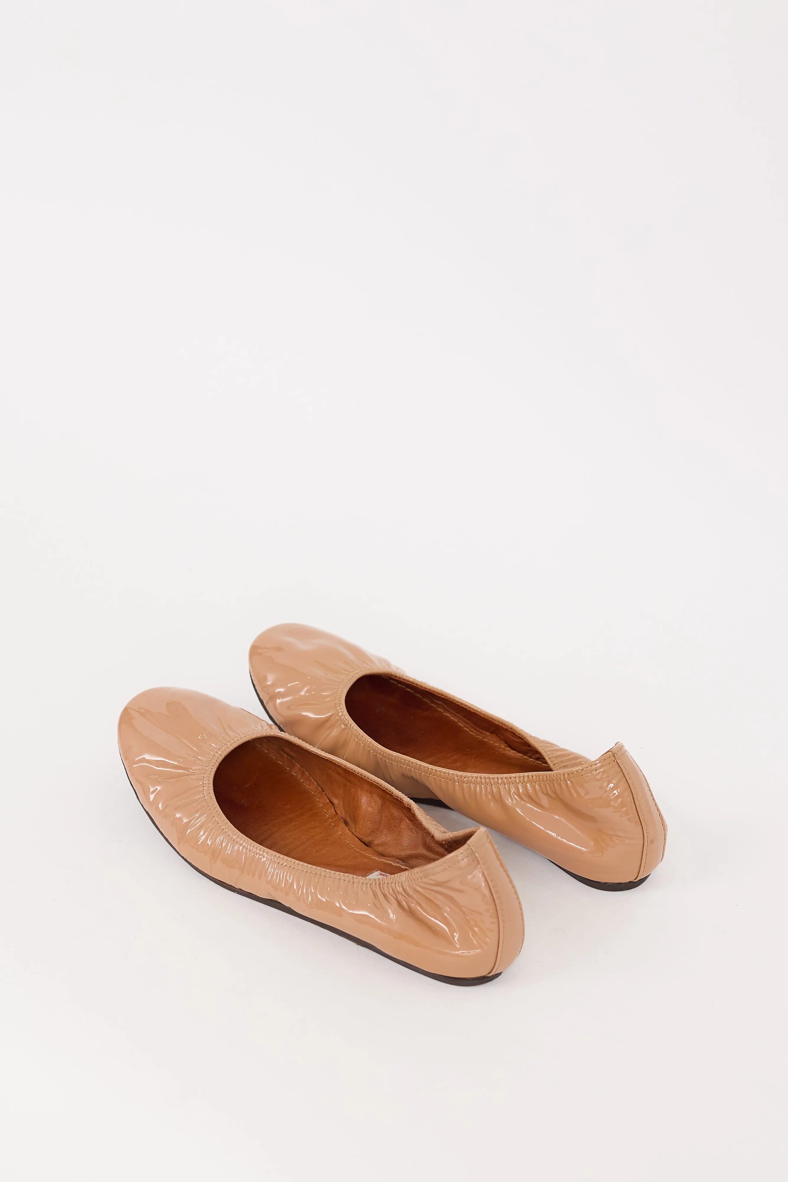 Beige Patent Elasticized Ballet Flat