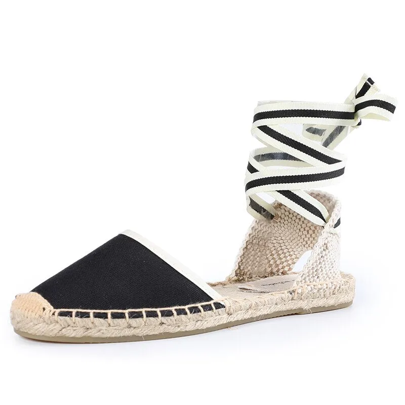 BerriesJam - 2024 Summer Strappy Outsole Flats Ankle Strap Espadrilles