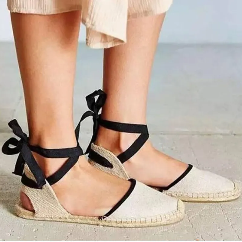 BerriesJam - 2024 Summer Strappy Outsole Flats Ankle Strap Espadrilles