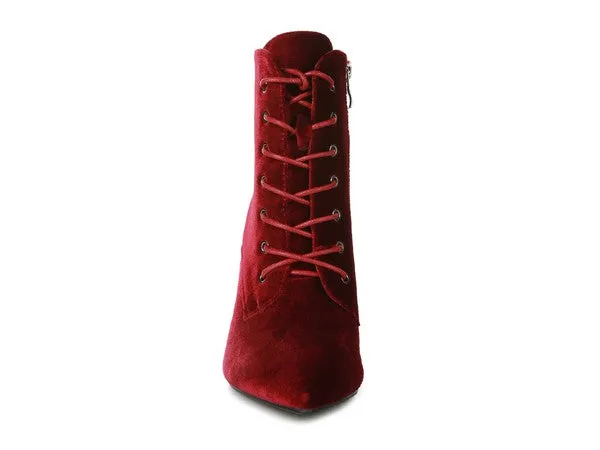 Bjorn Velvet Lace-Up High-Heel Stiletto Boots | Rag Company