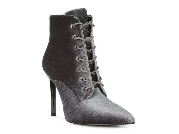 Bjorn Velvet Lace-Up High-Heel Stiletto Boots | Rag Company