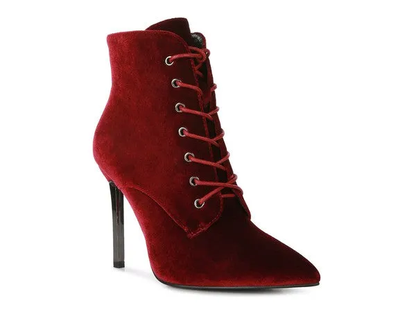 Bjorn Velvet Lace-Up High-Heel Stiletto Boots | Rag Company