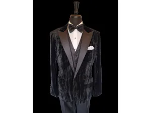 Black Crushed Velvet Peak Lapel Tuxedo Rental