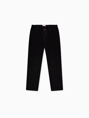 Black Elio Velvet Boy Trousers