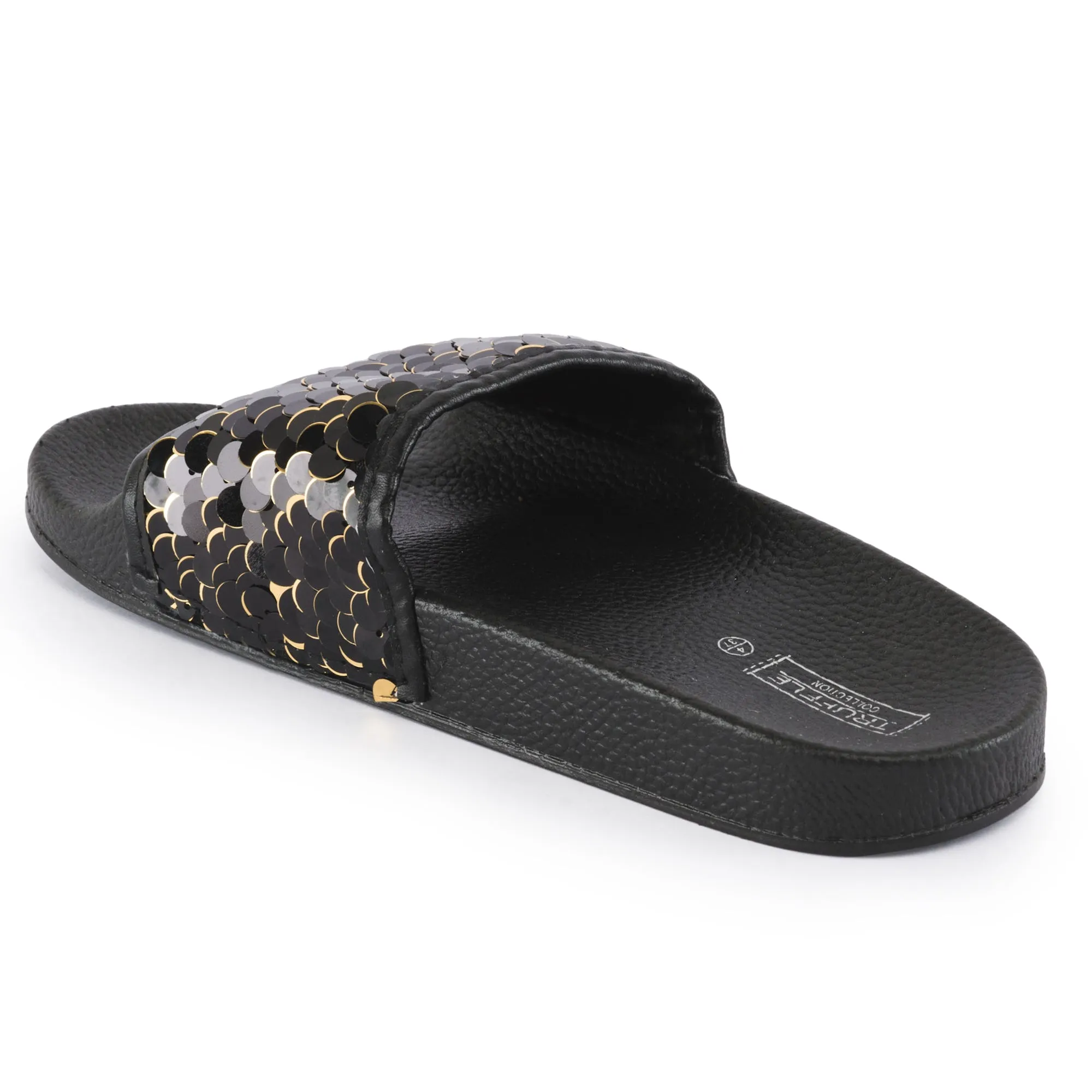 Black Gold Sequined Sliders