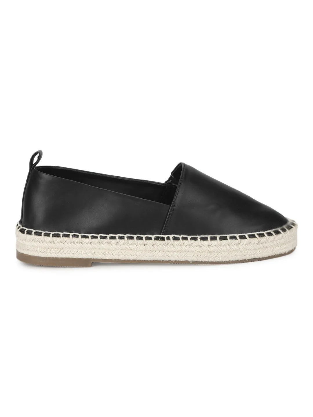 Black PU Slip On Espadrilles