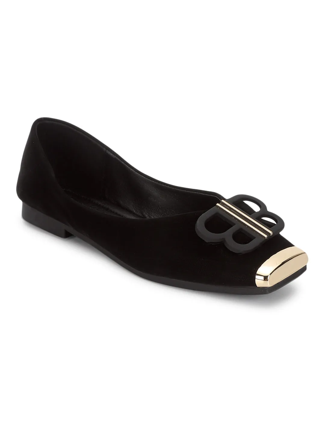 Black PU Slip-On Stylish Ballerina (TC-RS3646-BLK)