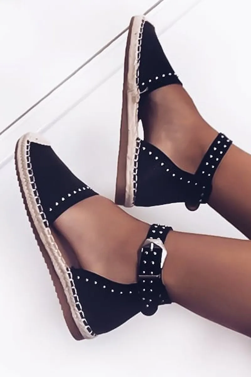 Black Studded Espadrilles Sandals - Robin