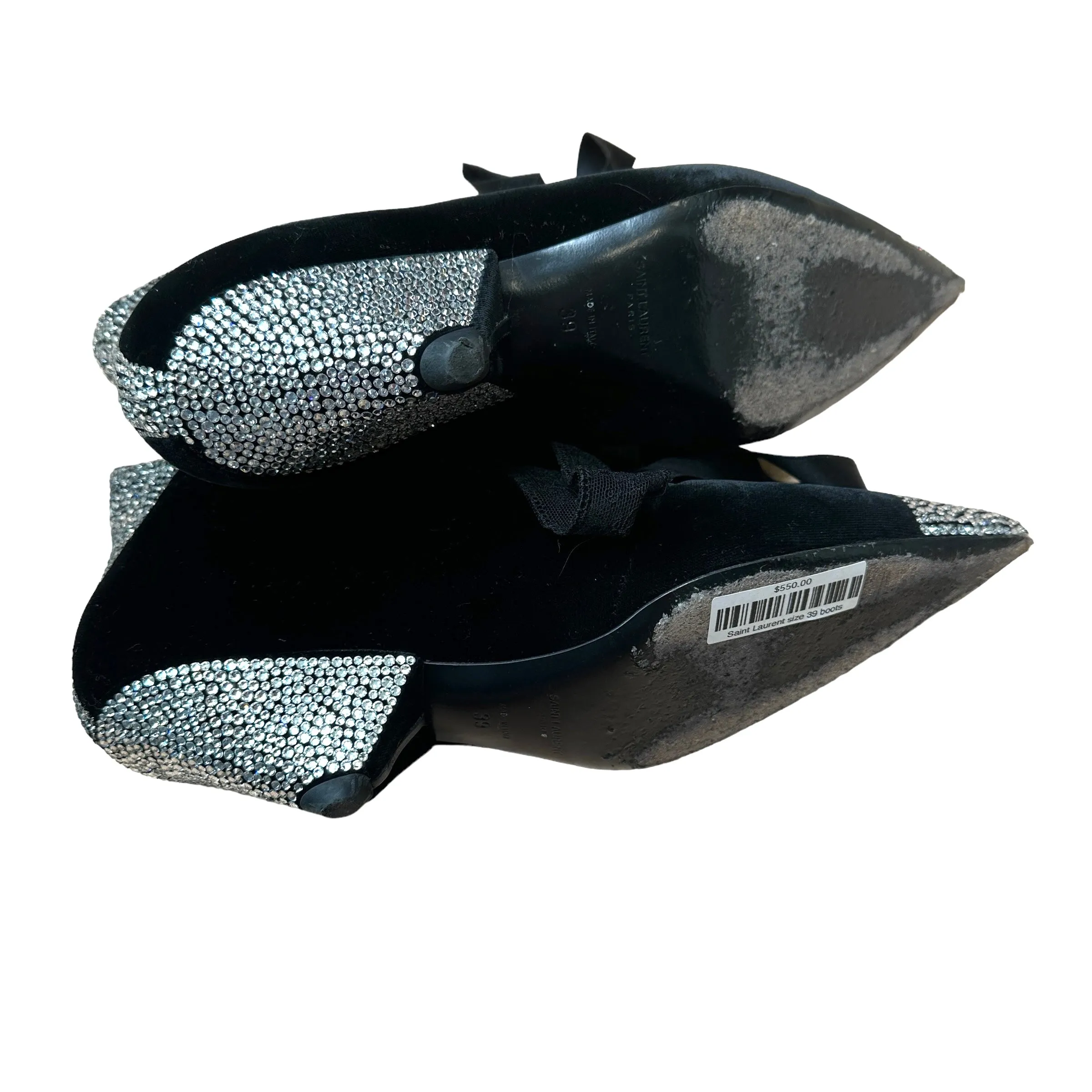 Black Velvet & Crystal Shoes - 9