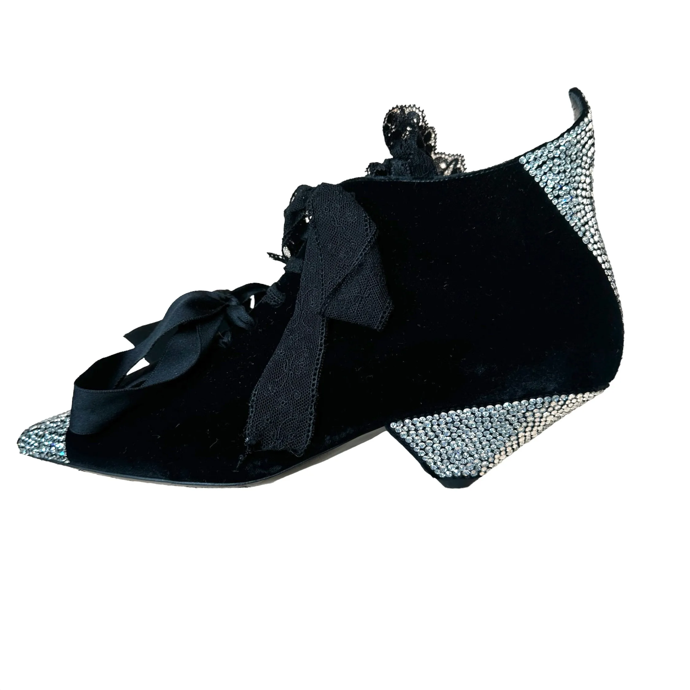 Black Velvet & Crystal Shoes - 9