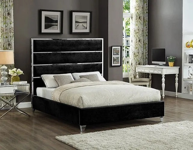 Black Velvet King and Queen Size Bed