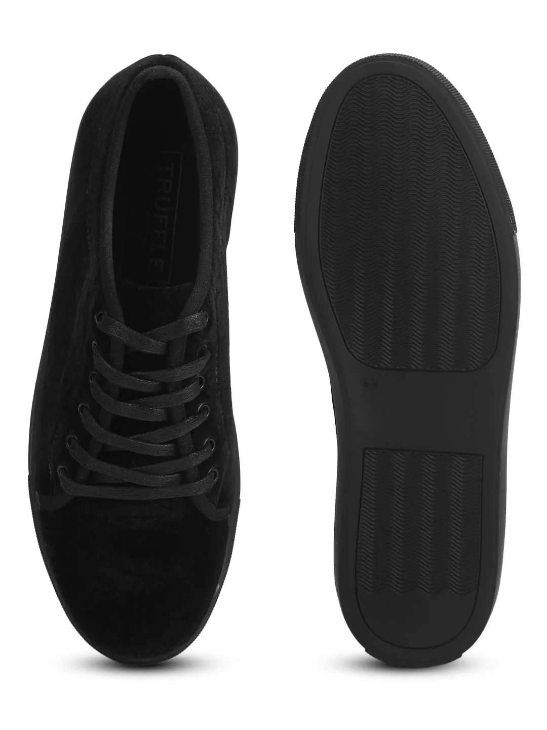 Black Velvet Lace Up Men Creepers