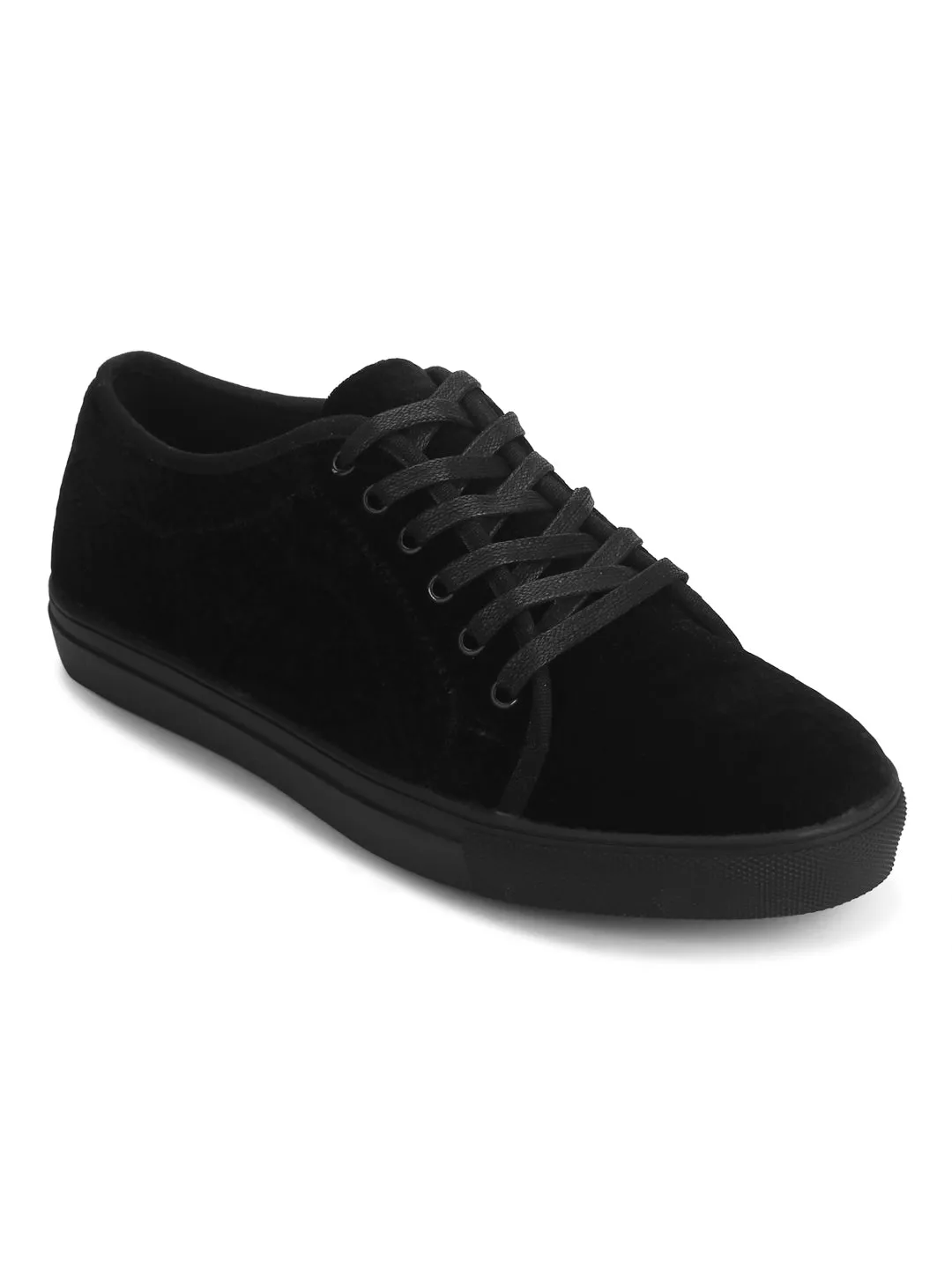 Black Velvet Lace Up Men Creepers