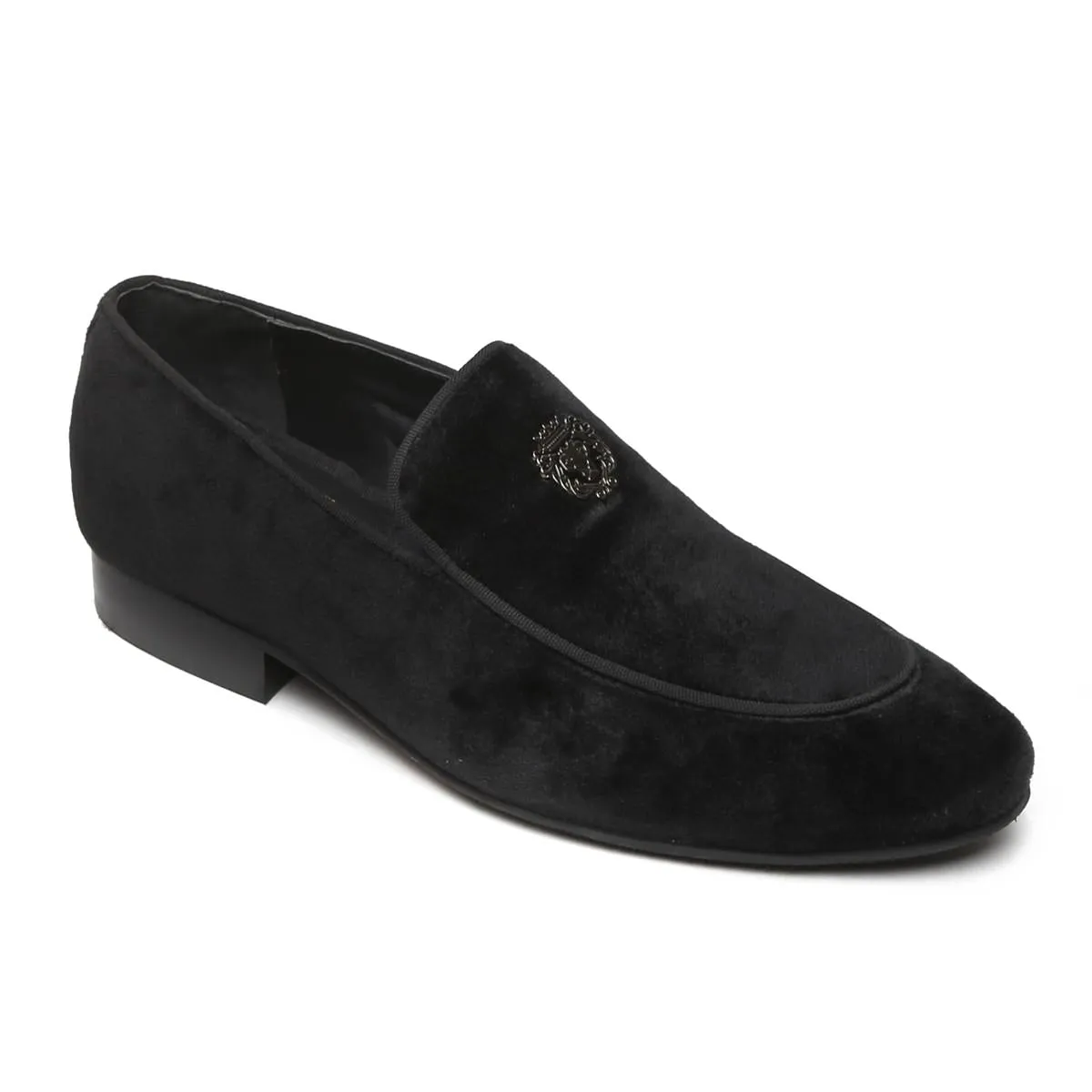 Black Velvet Metal Lion Men Slip On By Brune & Bareskin