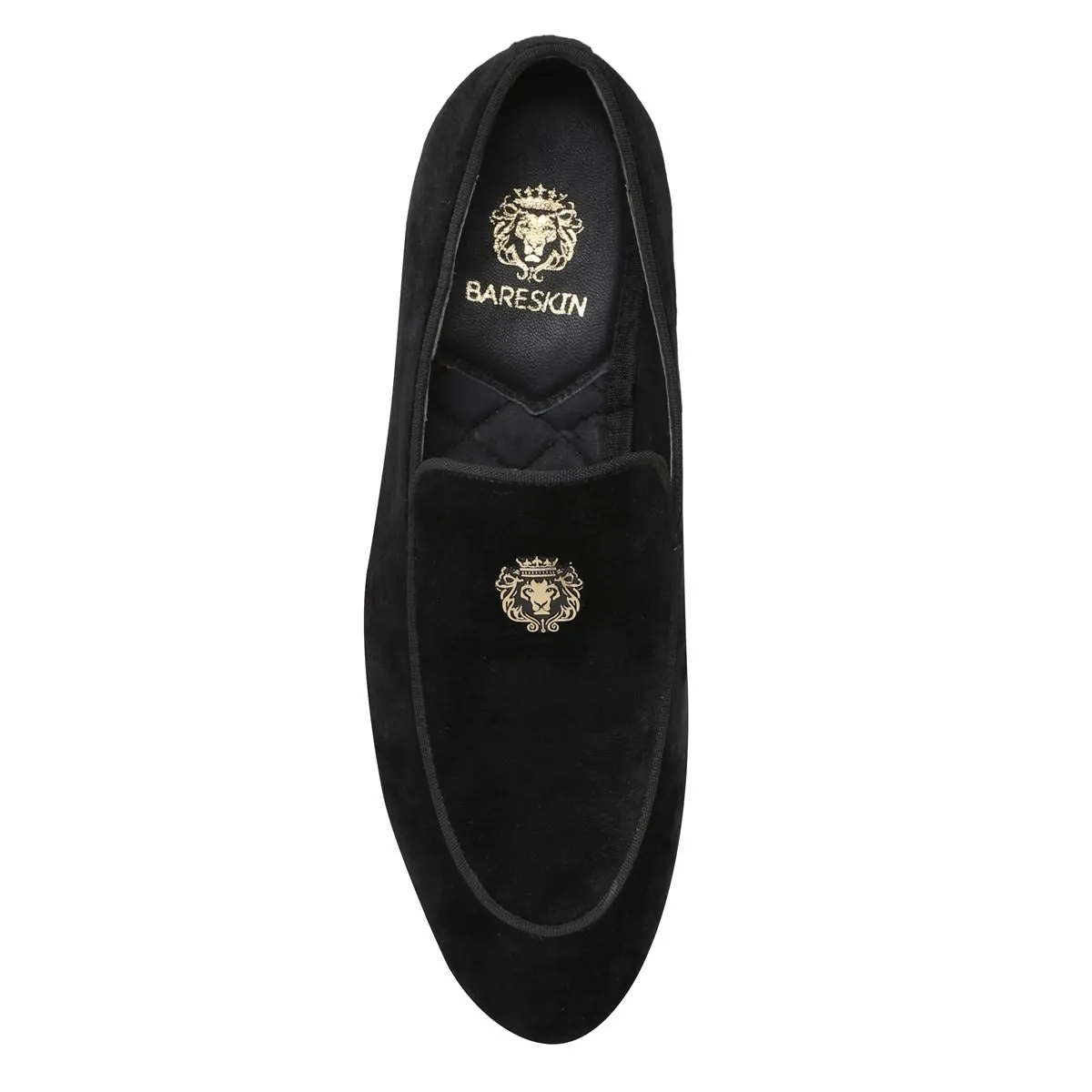 Black Velvet Metal Lion Men Slip On By Brune & Bareskin