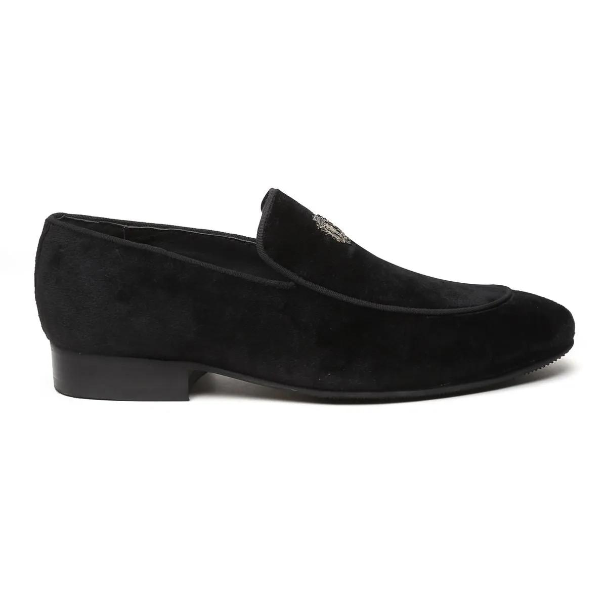 Black Velvet Metal Lion Men Slip On By Brune & Bareskin