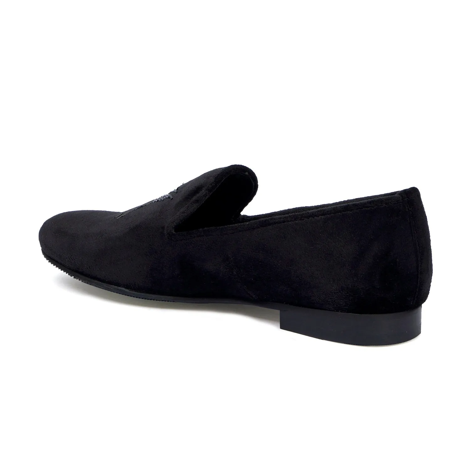 Black Velvet Zardosi Beads Slip-On Shoes