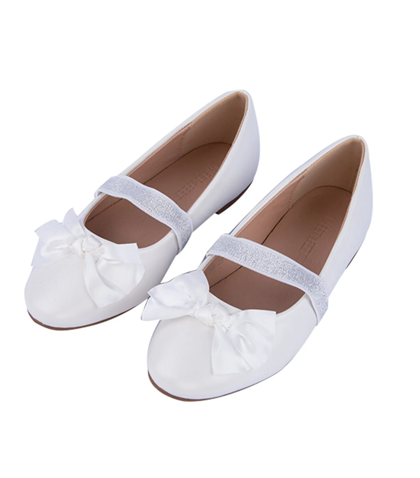 Blush Toddler to Kids Ballet Flats for Girls - White