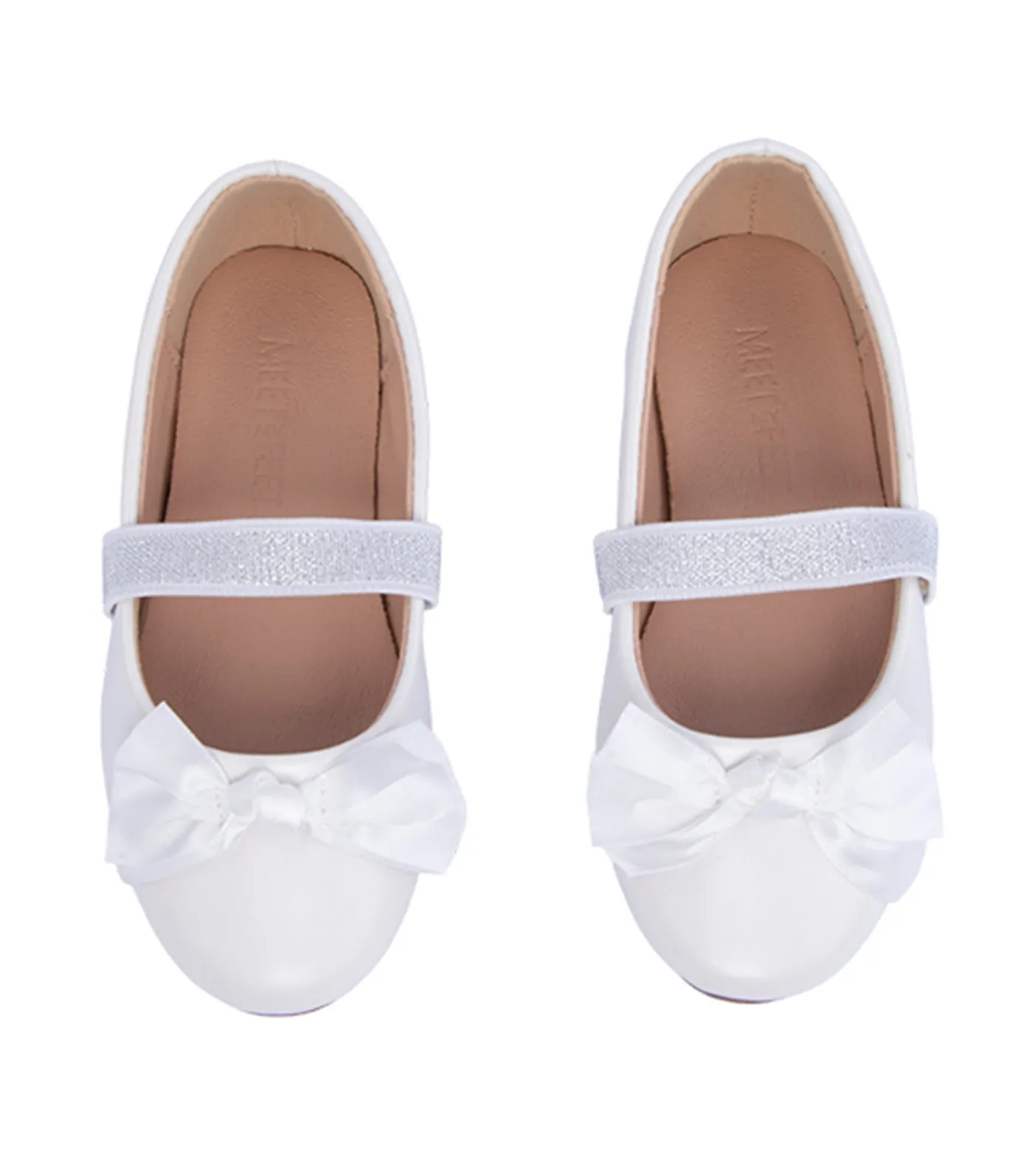 Blush Toddler to Kids Ballet Flats for Girls - White