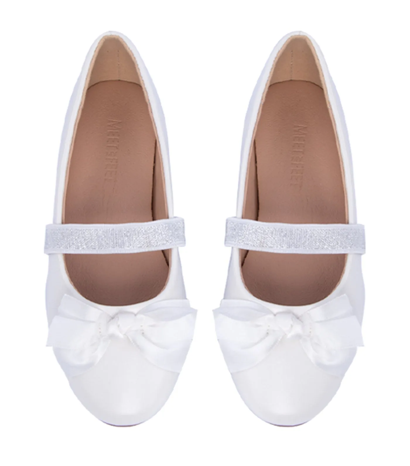 Blush Toddler to Kids Ballet Flats for Girls - White