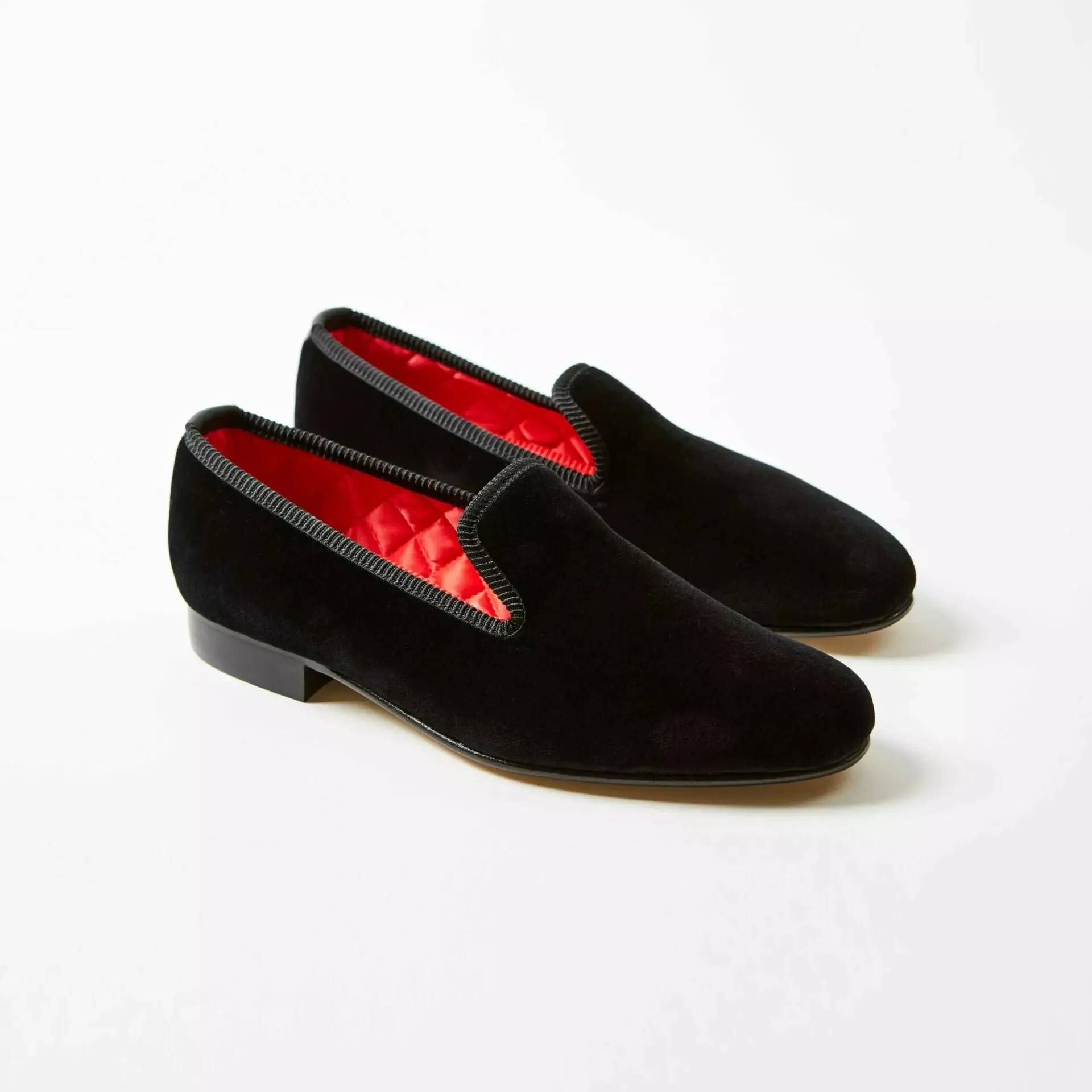 Bowhill & Elliot Black Velvet Albert Slippers