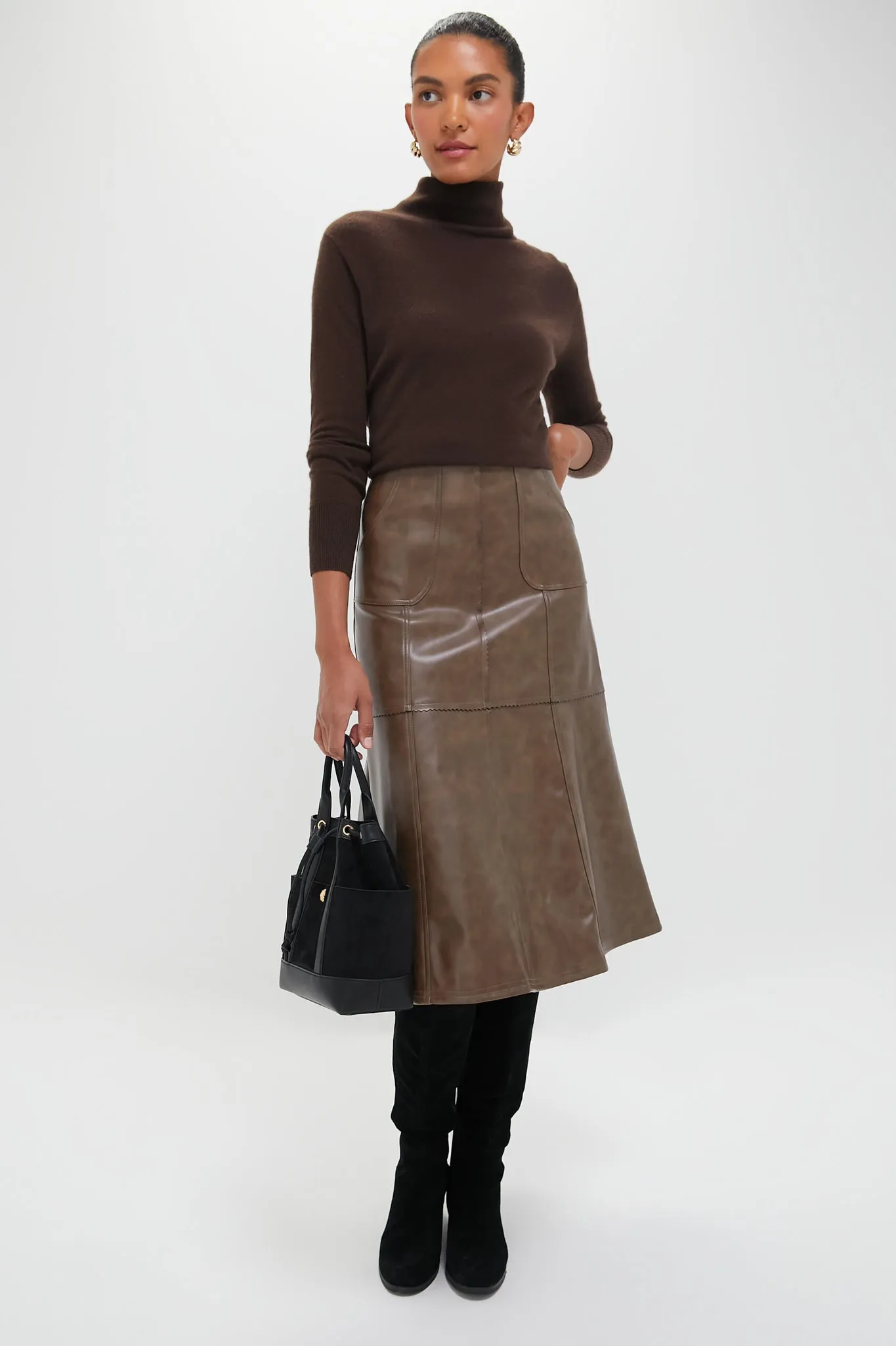 Brown Maddelena Midi Skirt