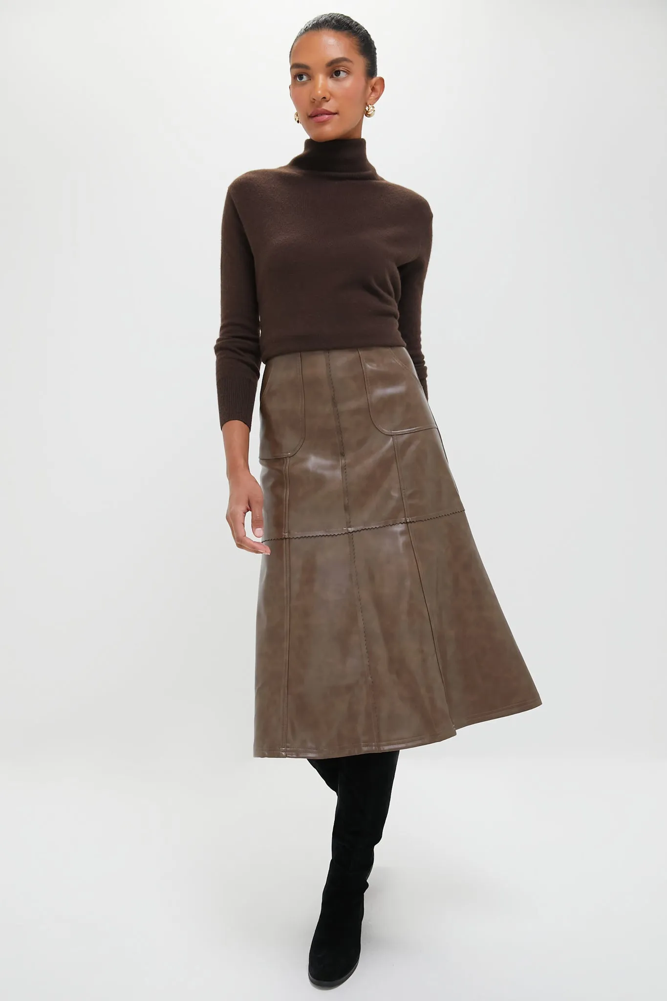 Brown Maddelena Midi Skirt