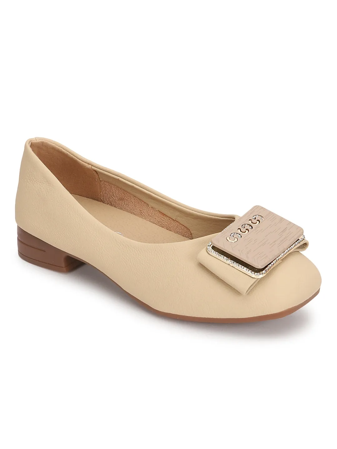 Camel Brown PU Ballerina Flats (TC-RS3631-CML)