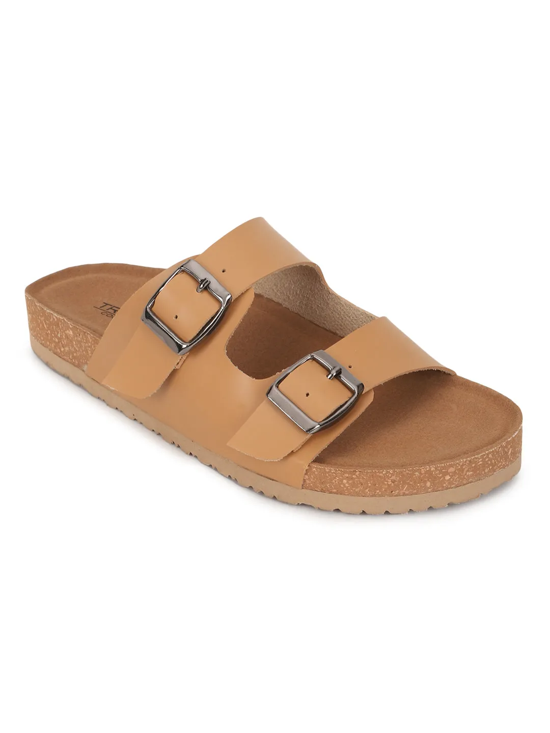 Camel PU Cork-Latex Footbed Flats (TC-070203-CML)