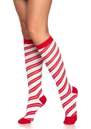 Candy Cane Knee High Socks