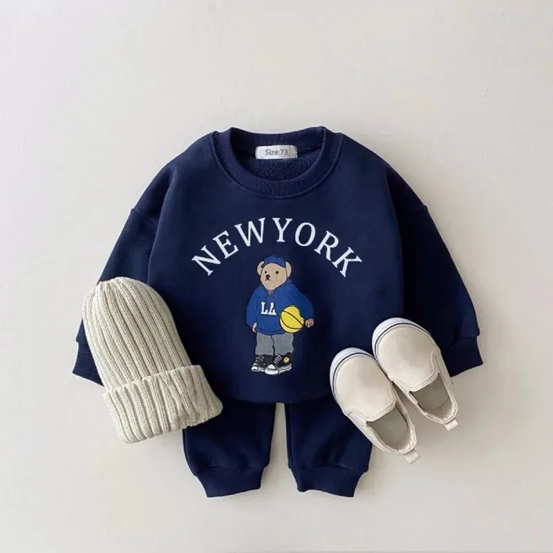 Cartoon Bear 2PCs Set: Pant & Sweatshirt