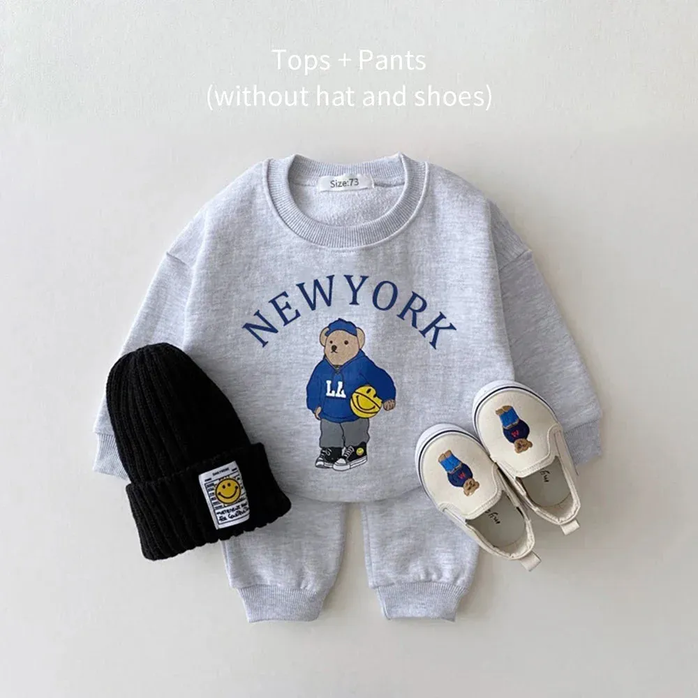 Cartoon Bear 2PCs Set: Pant & Sweatshirt